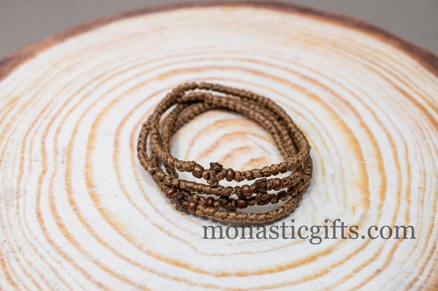 Authentic Komboskini in Brown Color 1Pcs - Greek Orthodox Prayer Bracelet, Spiritual Prayer Rope -Thread waxed thin with beads