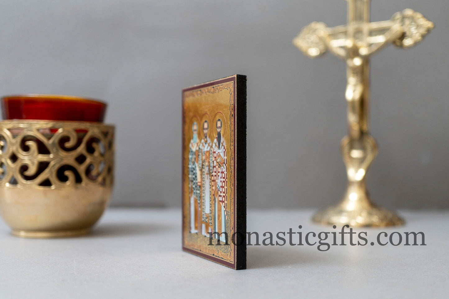 Three Holy Hierarchs byzantine icon in magnet ,refrigerator magnet.