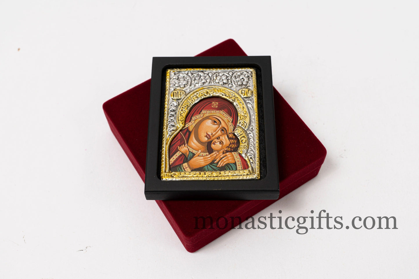 Amazing Icon With Bust of the Virgin Mary Premium Silver (925) with plated Gold Details Encased in Luxurious Velvet Box,A Perfect Gift