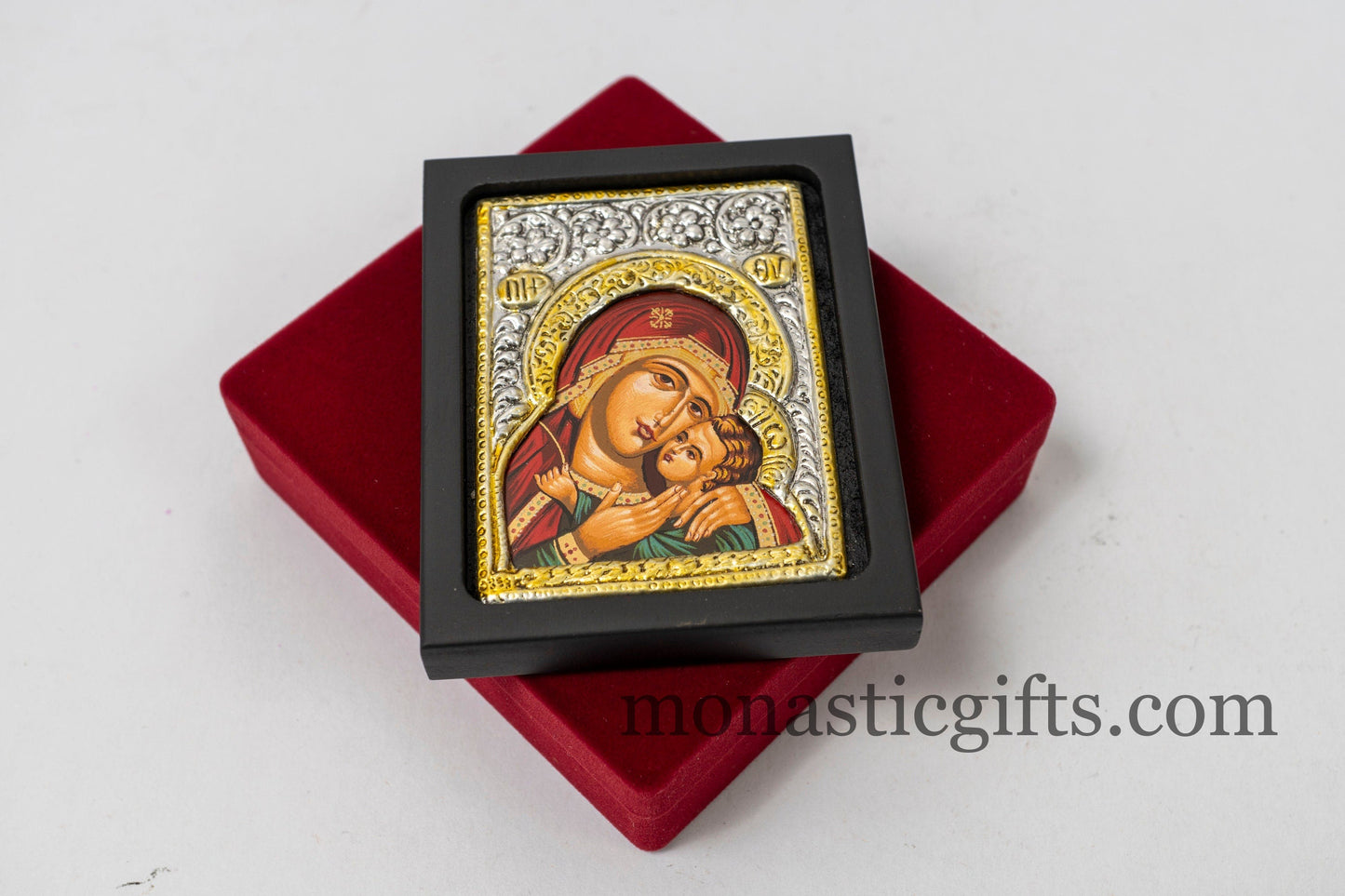 Amazing Icon With Bust of the Virgin Mary Premium Silver (925) with plated Gold Details Encased in Luxurious Velvet Box,A Perfect Gift