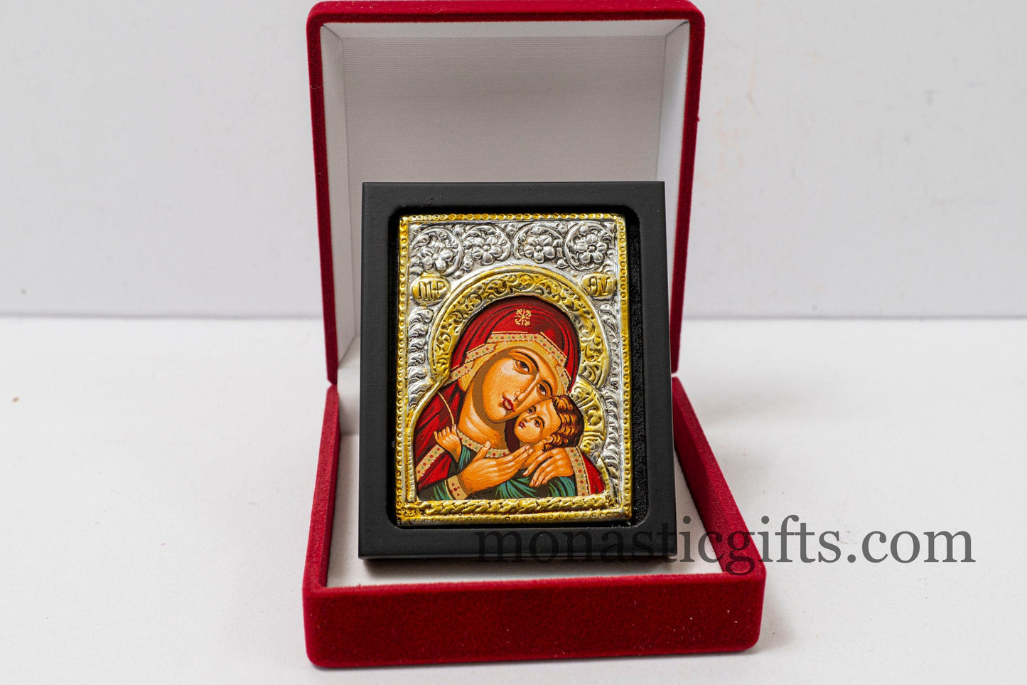 Amazing Icon With Bust of the Virgin Mary Premium Silver (925) with plated Gold Details Encased in Luxurious Velvet Box,A Perfect Gift