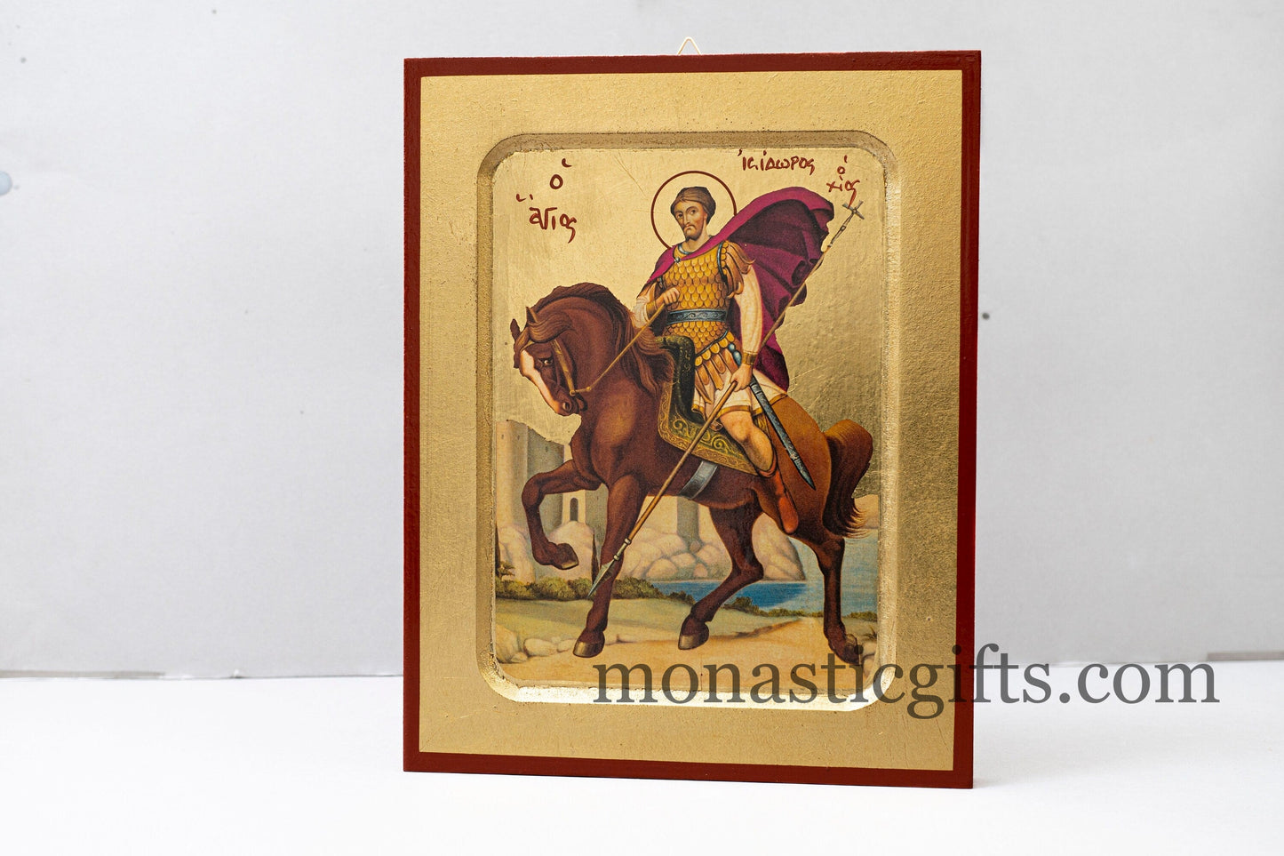 Agios Isidoros -Saint Isidoros , spiritual guide and healer- Handmade Wood Icon on Plaque Home Decor Wall,Byzantine Art