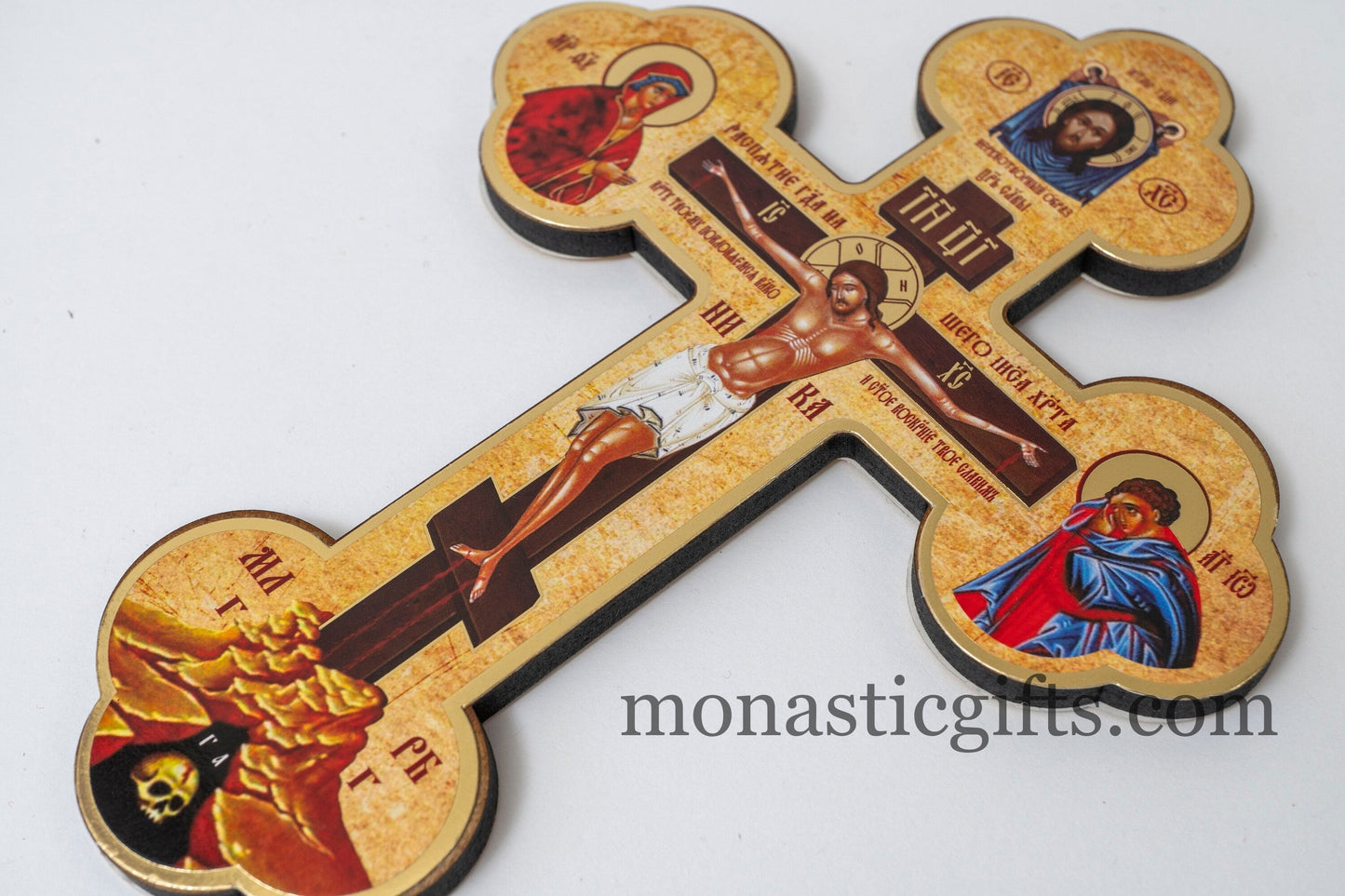 Wooden cross wall hanging with crucifixion of the lord, Orthodox Christian сross ,Prayer Corner Cross, Christian Home Essentials.
