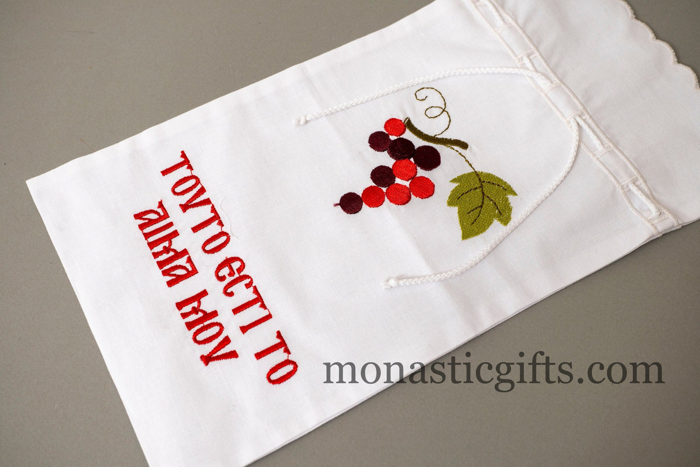 Embroidered Cotton Cloth Pouch for Bottle Holders for Oil and Nama decorated with Vine Embroideries.