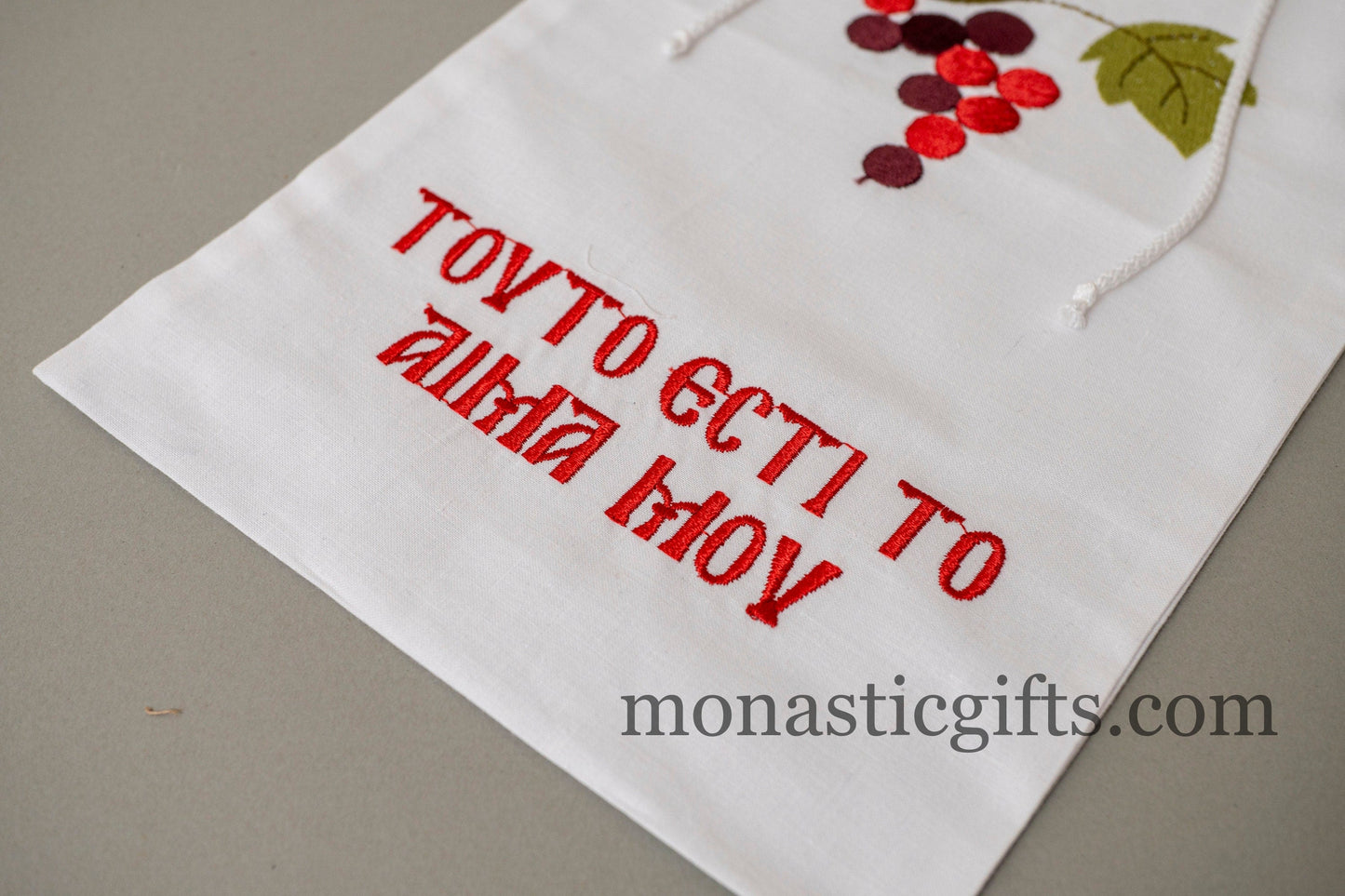 Embroidered Cotton Cloth Pouch for Bottle Holders for Oil and Nama decorated with Vine Embroideries.