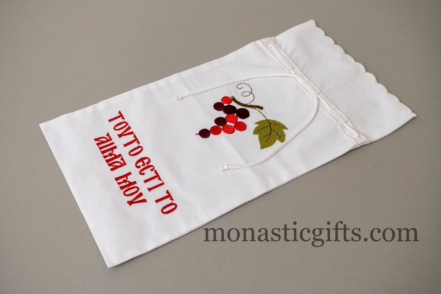 Embroidered Cotton Cloth Pouch for Bottle Holders for Oil and Nama decorated with Vine Embroideries.