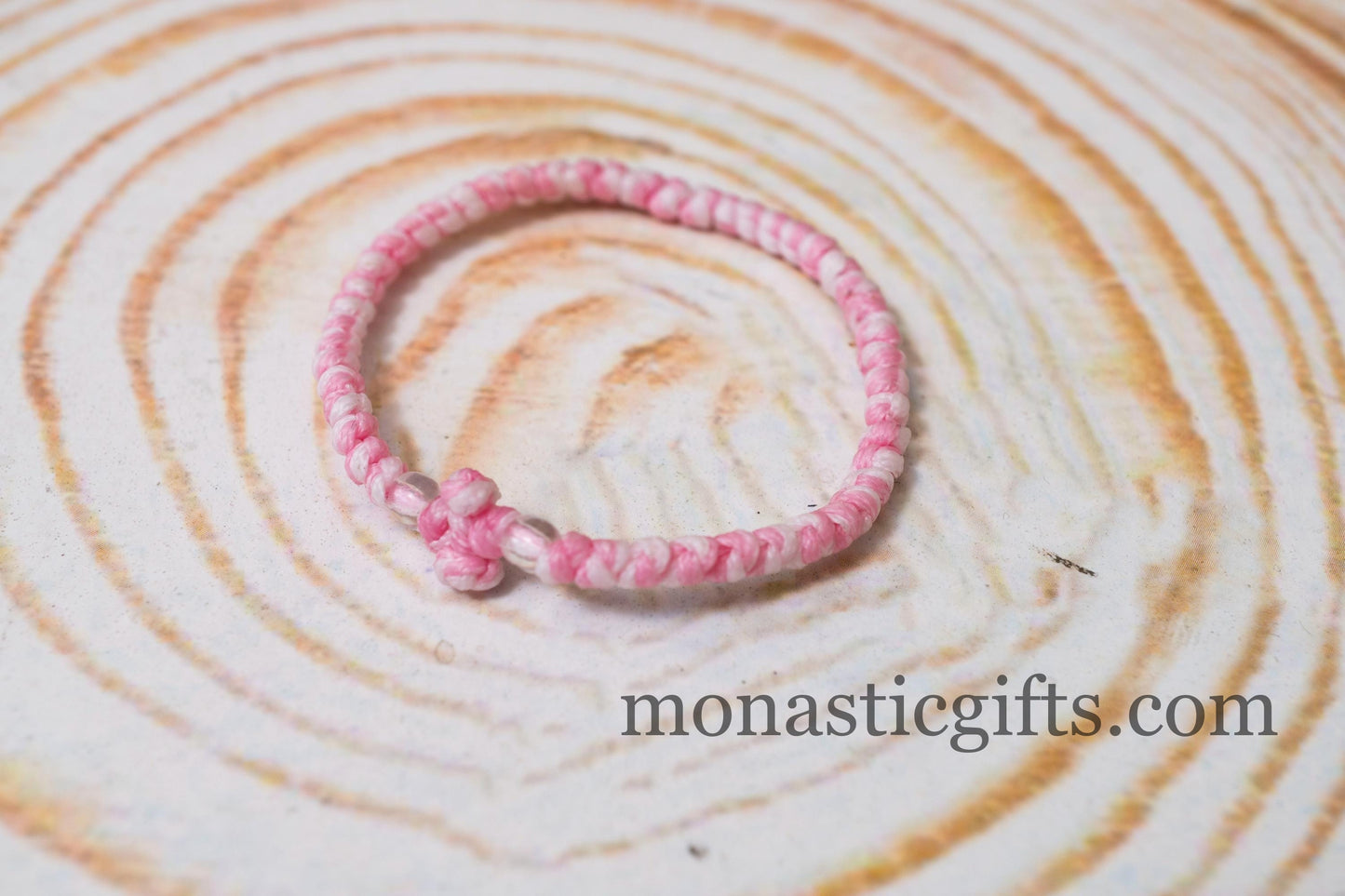 Authentic Komboskini in Pink and white Color 1Pcs - Greek Orthodox Prayer Bracelet, Spiritual Prayer Rope -Thread waxed thin with beads
