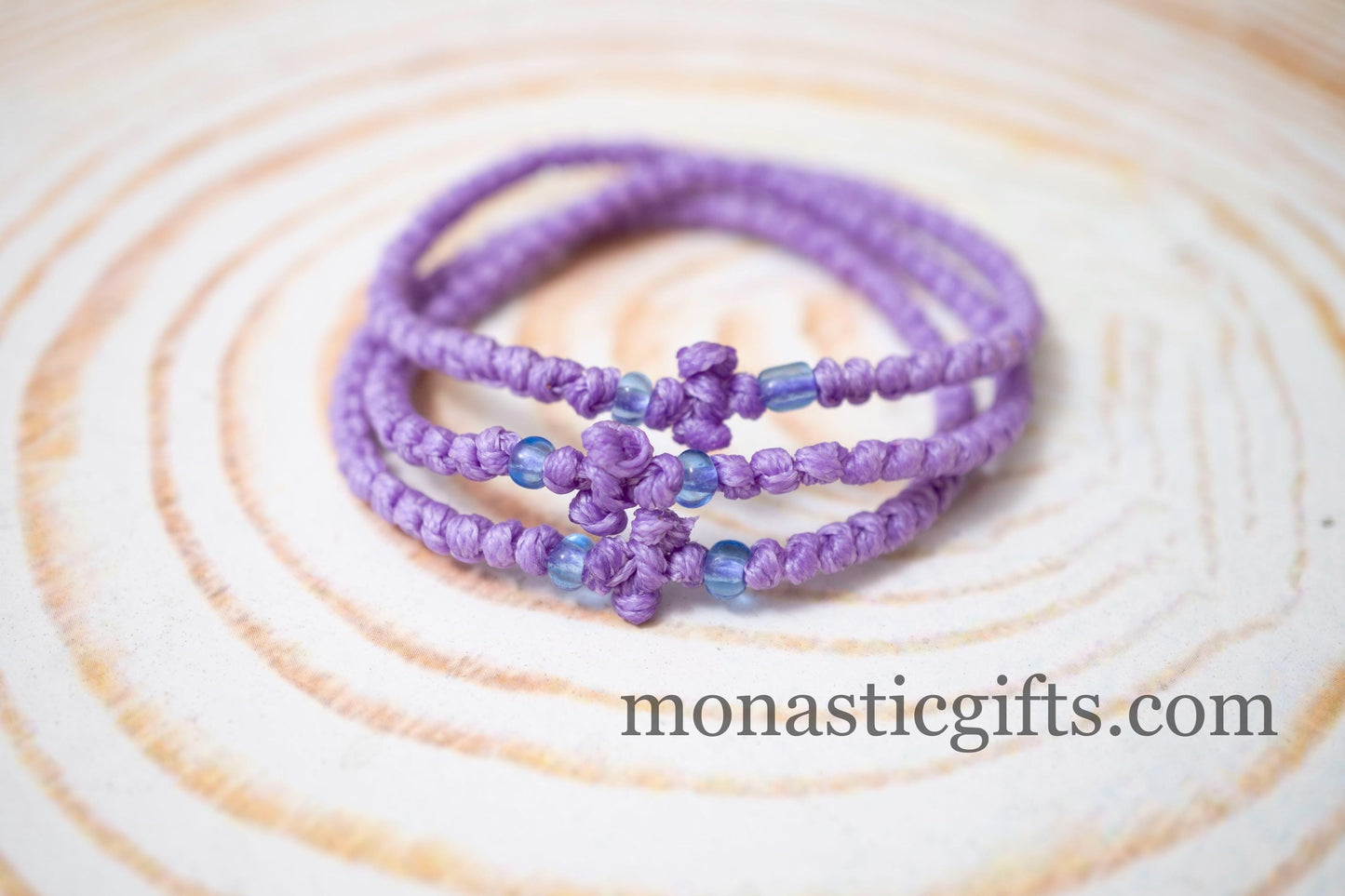 Authentic Komboskini in purple lilac color 1Pcs - Greek Orthodox Prayer Bracelet, Spiritual Prayer Rope -Thread waxed thin with beads