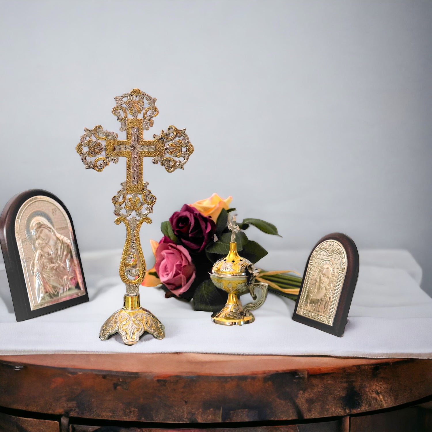 Christian Brass Crosses and Altar items