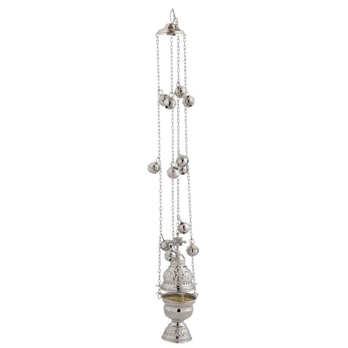Orthodox Hanging Nickel Censer Handmade Carved Thurible 20cm 7.87"