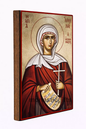 Saint Athena Byzantine Icon – Handmade Wooden Orthodox Icon on Gold Silk Canvas, Various Sizes