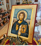 Handmade Wooden Icon with Jesus Christ of Sinai in gold leaf With amazing detail