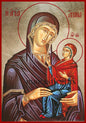 Saint Anne Byzantine Icon – Handmade Wooden Orthodox Icon on Gold Silk Canvas, Various Sizes