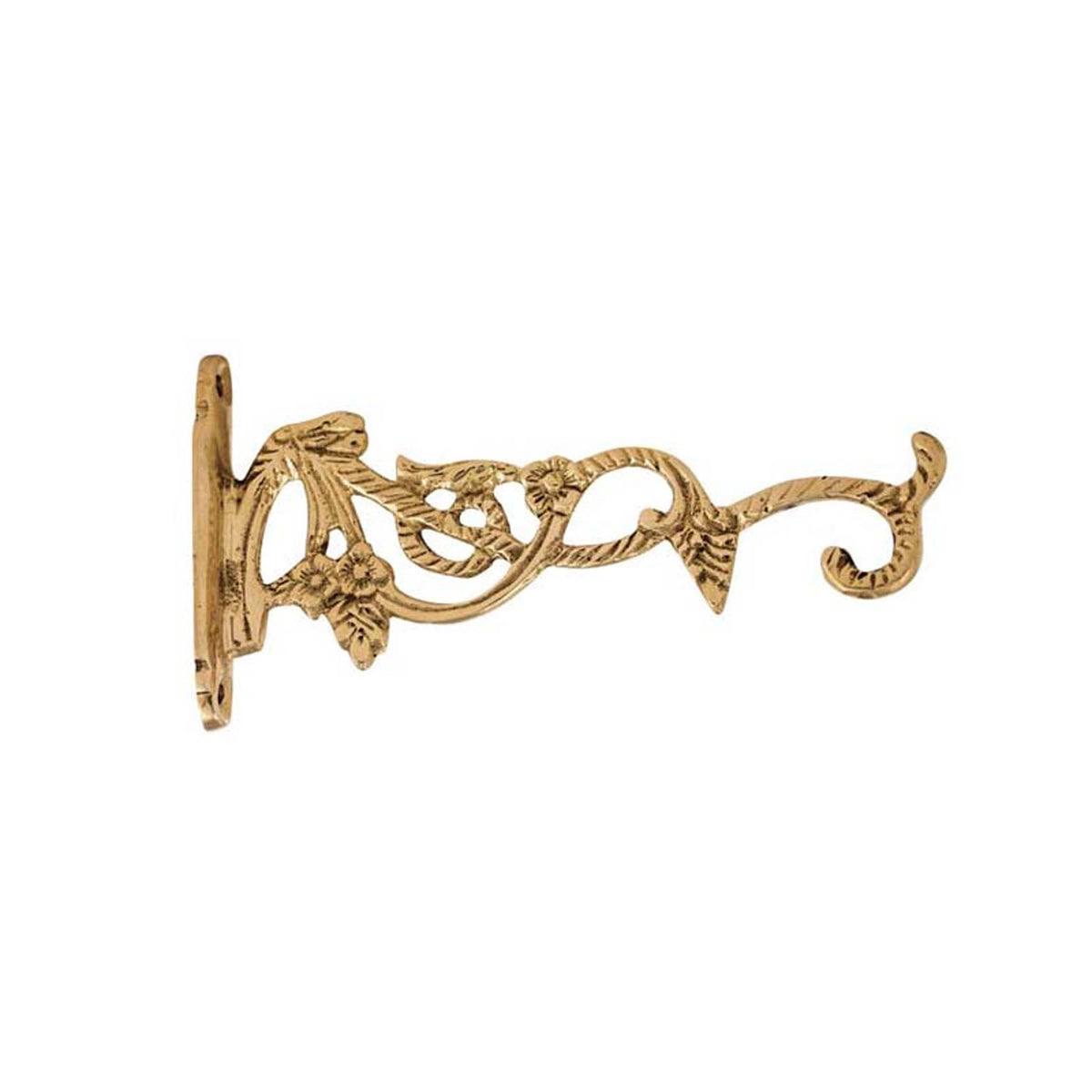 Hanging vigil lamp kandili wall bracket solid brass floral vine scroll hook 13cm