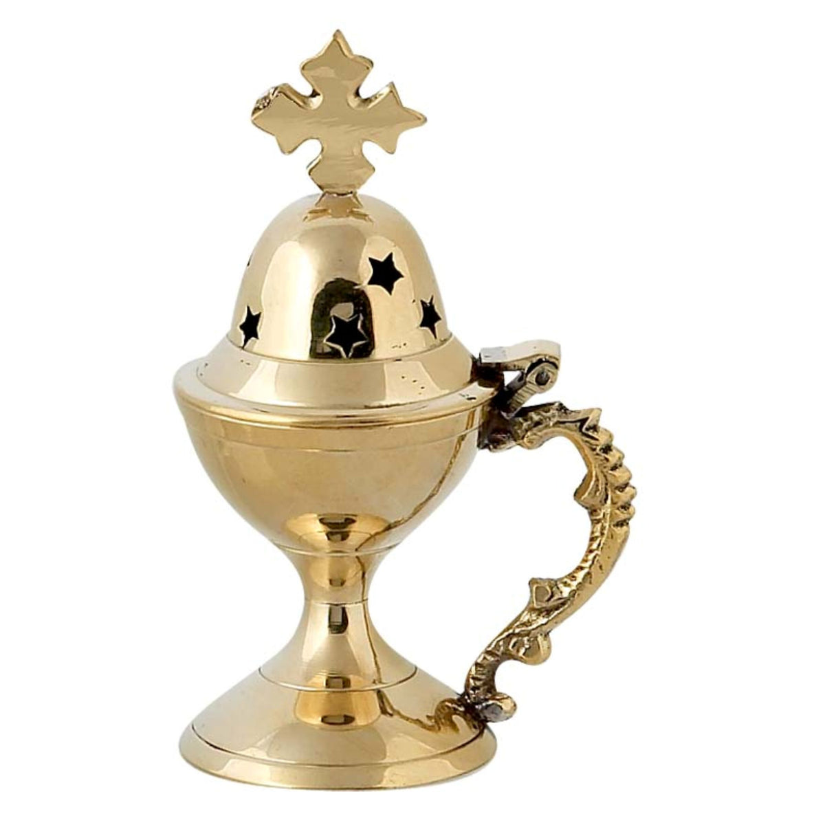 brass censer, polished brass censer, gold censer, small censer, standing censer, home incense burner, orthodox censer, Christian incense burner, liturgical censer, table censer, religious home decor, church supplies, prayer corner incense