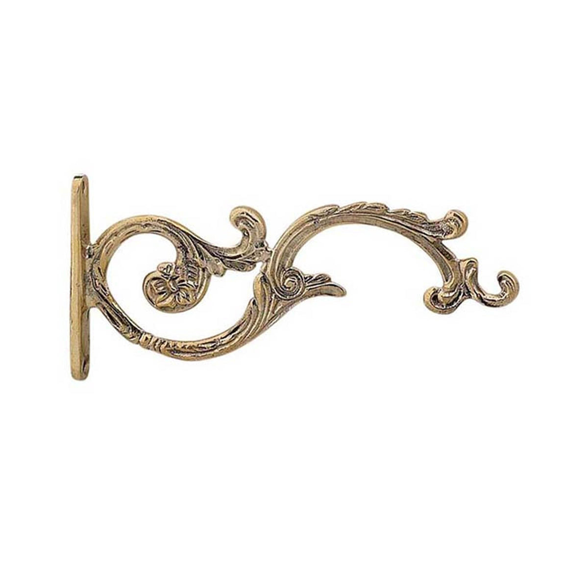 Hanging vigil lamp kandili wall bracket solid brass unpainted ornate scroll leaf hook 17cm