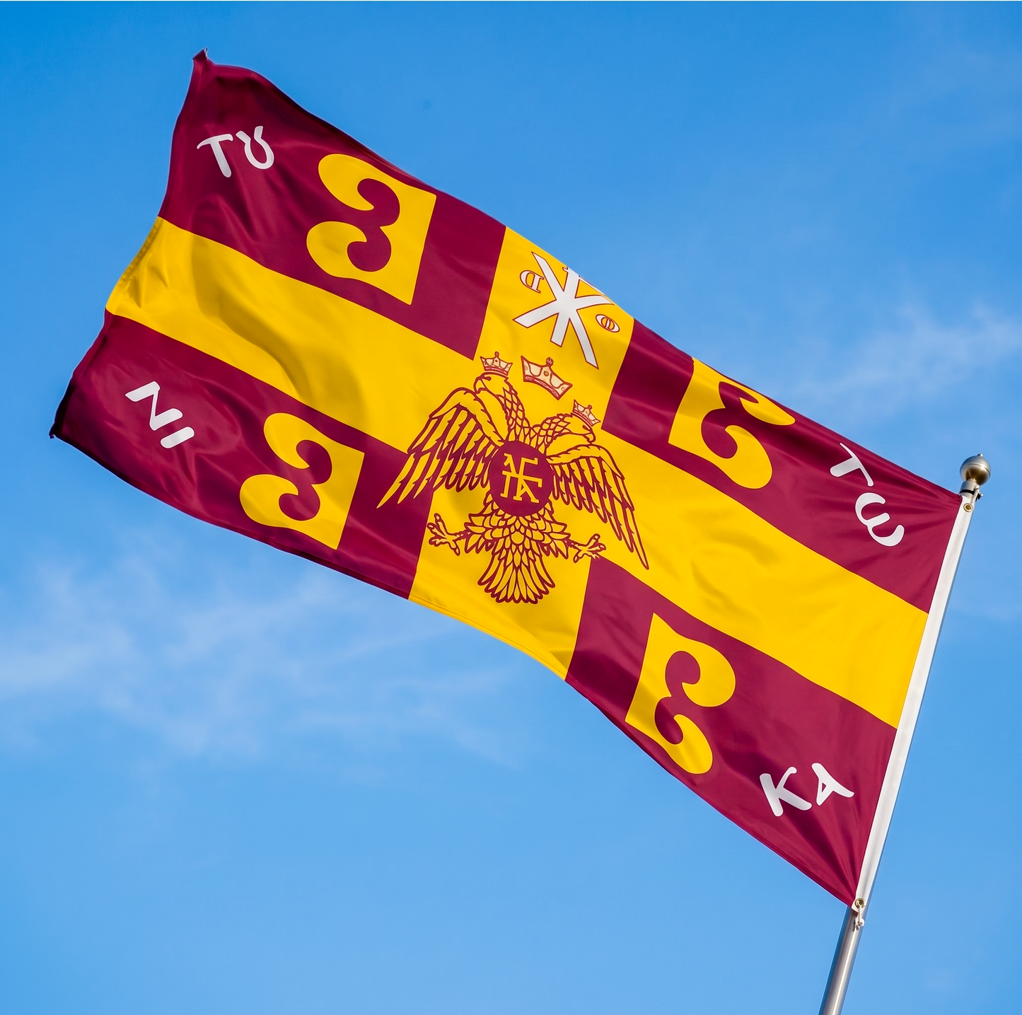 Byzantine imperial Tetragrammic Palaiologos flag with double-headed eagle and four Betas 150x100 cm (59.06x39.37 in) made in Greece