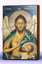 Saint John the Forerunner (Saint John the Baptist) Byzantine Icon – Handmade Wooden Orthodox Icon on Gold Silk Canvas, Various Sizes