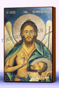 Saint John the Forerunner (Saint John the Baptist) Byzantine Icon – Handmade Wooden Orthodox Icon on Gold Silk Canvas, Various Sizes