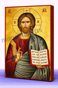 Christ the Blessing One – Handmade Byzantine Icon on Gold Silk with Wooden Panel, Various Sizes