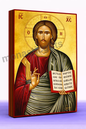 Christ the Blessing One – Handmade Byzantine Icon on Gold Silk with Wooden Panel, Various Sizes