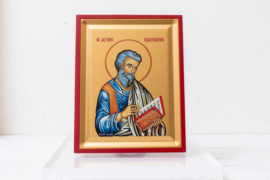 Saint Matthew  Orthodox Icon Handmade on Golden Silk Canvas, Stunning Detail