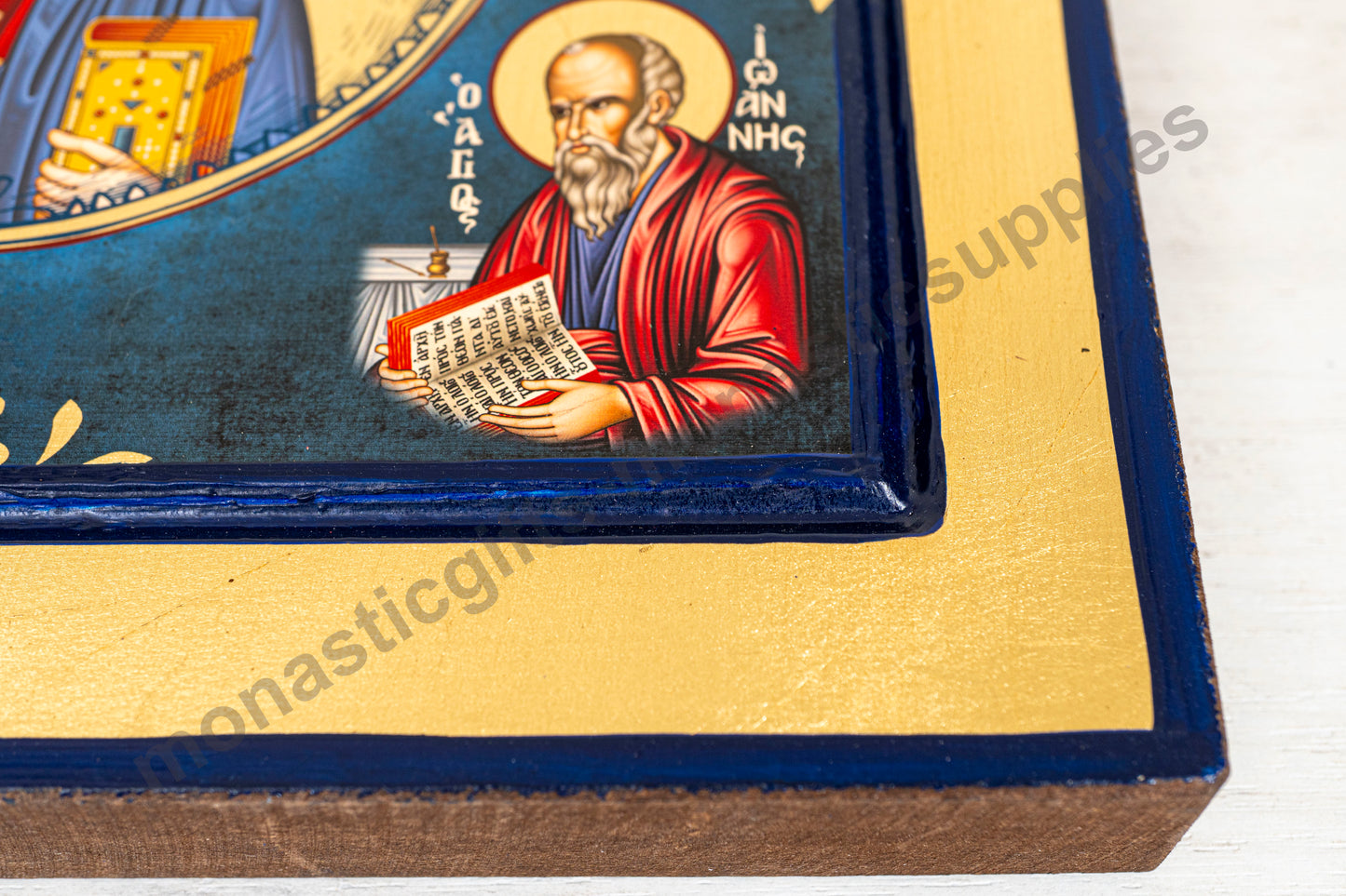 Jesus Christ The Almighty with 4 Evangelist Handmade Byzantine Gold Leaf on Wood