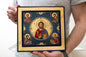 Jesus Christ The Almighty with 4 Evangelist Handmade Byzantine Gold Leaf on Wood