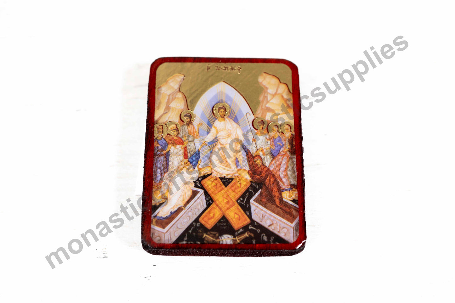 Resurrection of Christ Mini Handmad Orthodox Icon ,Gold Leaf, Pocket or Car Size