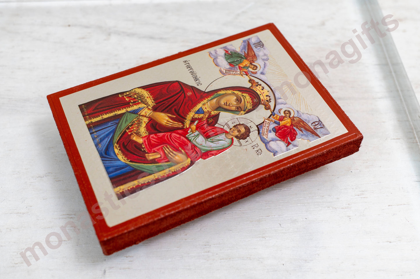 Byzantine Icon Virgin Mary - Our Lady Gorgoypikoos  –Silver Leaf and Certificate