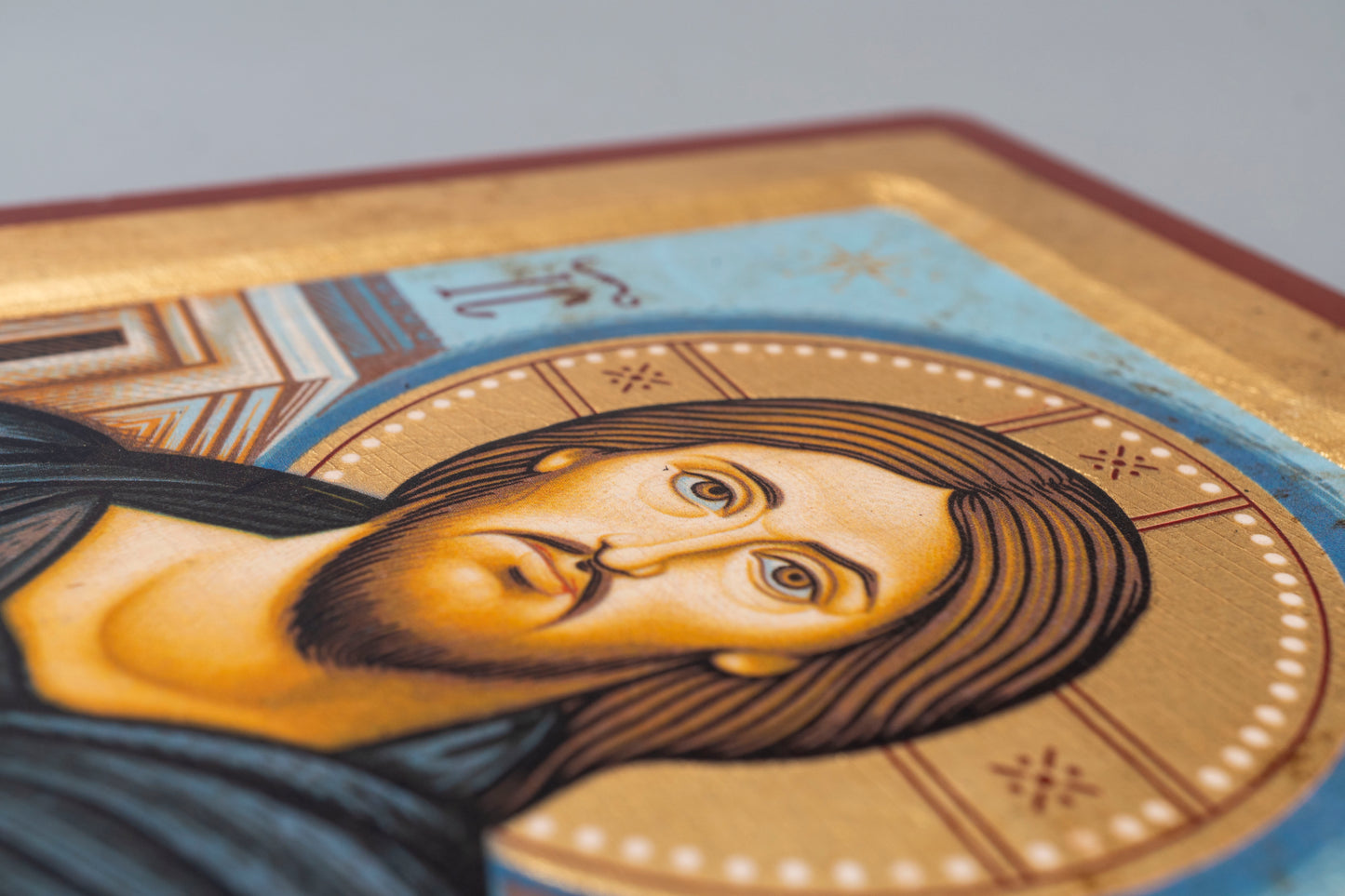Handmade Wooden Icon with Jesus Christ of Sinai in gold leaf With amazing detail