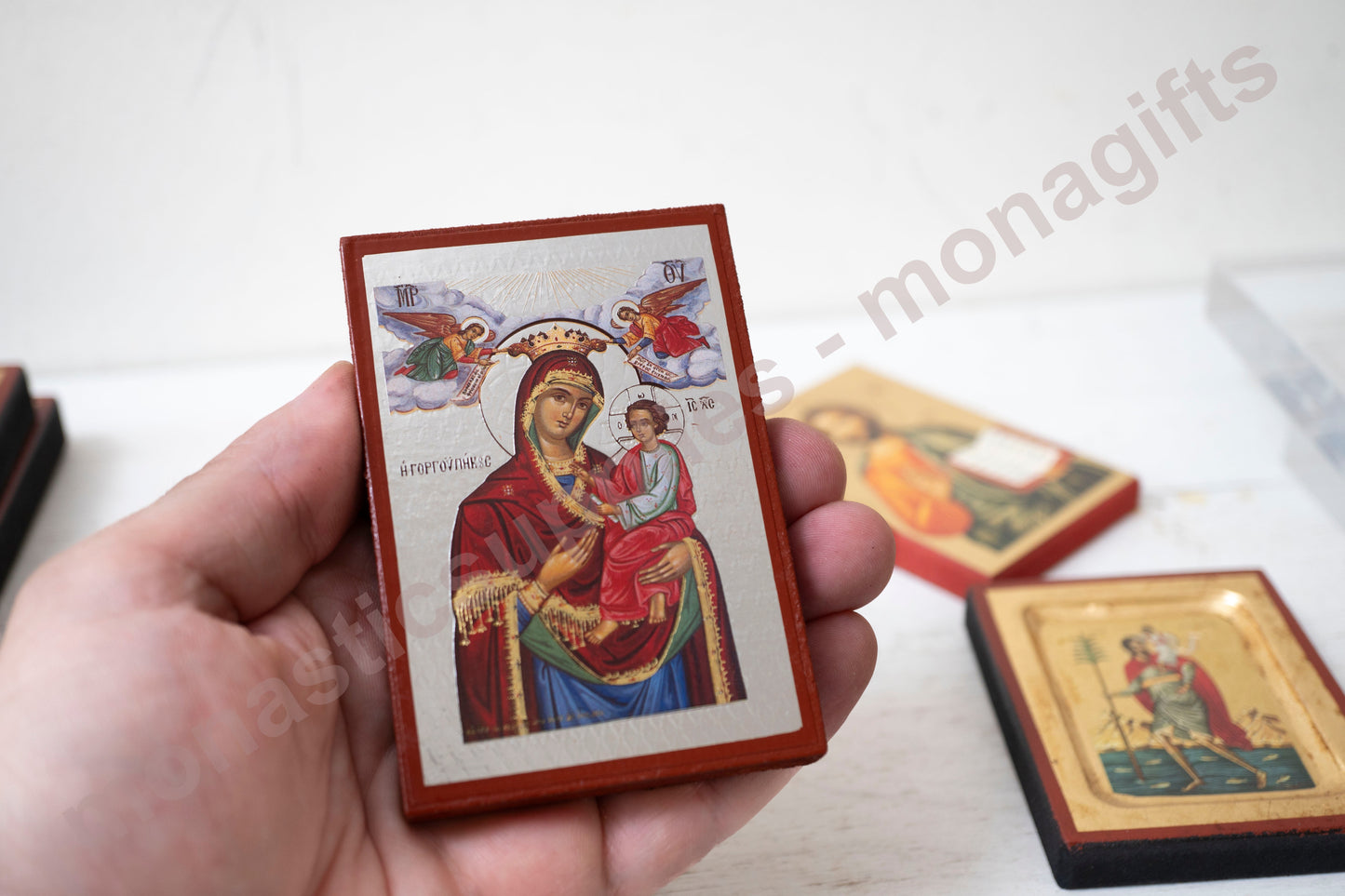 Byzantine Icon Virgin Mary - Our Lady Gorgoypikoos  –Silver Leaf and Certificate