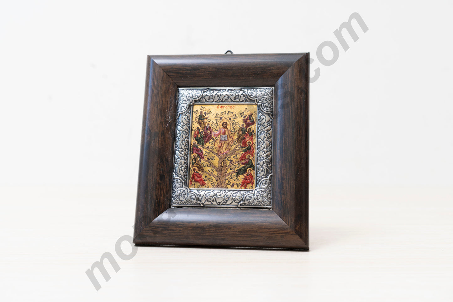 Jesus Christ True Vine Silver Icon Silk Gold Canvas Handmade Wood Frame Gift