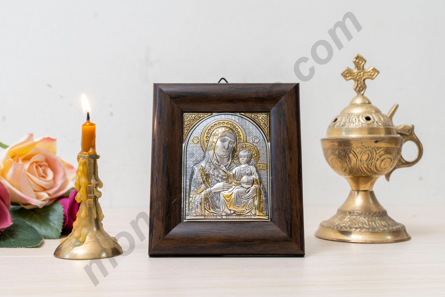 Handmade Silver Icon Virgin Mary - The Healer Lifetime Guarantee Gift Box