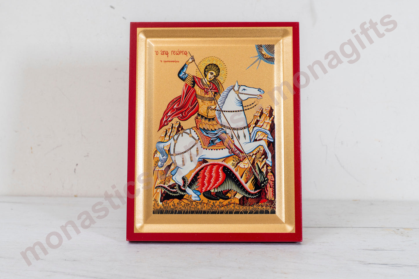 Saint George Αγιος Γεωργιος Orthodox Icon Handmade onSilk Canvas,Stunning Detail