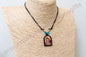 Leather Necklace with Wooden Virgin Mary Icon – with prayer - Resin Protect