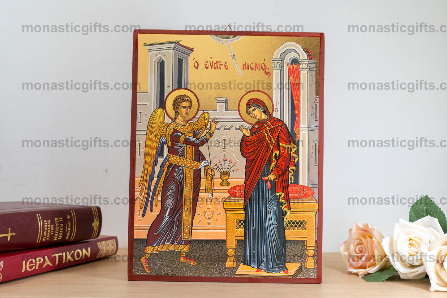Large  Icon of the Annunciation of the Theotokos Genuine Gold Leaf & Certificate