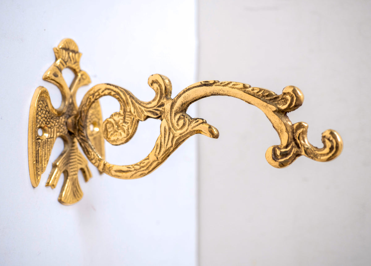 Hanging vigil lamp kandili wall bracket solid brass unpainted double headed eagle hook 17cm