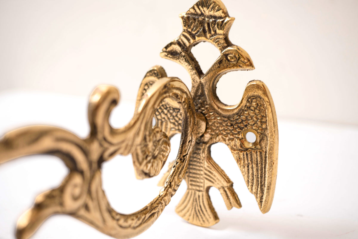 Hanging vigil lamp kandili wall bracket solid brass unpainted double headed eagle hook 17cm