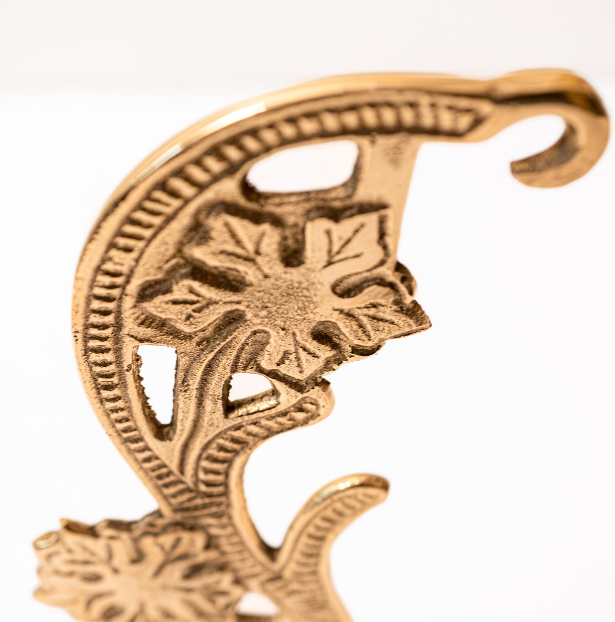 Hanging vigil lamp kandili wall bracket solid brass unpainted floral vine scroll hook 17cm