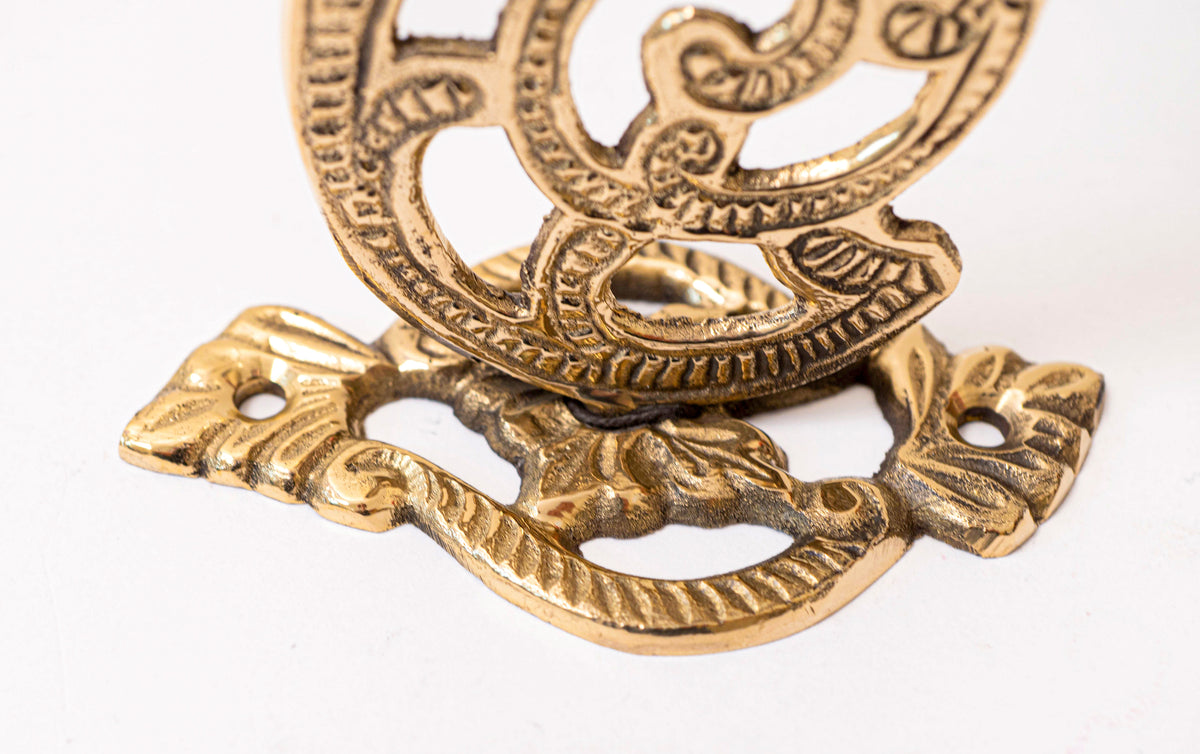 Hanging vigil lamp kandili wall bracket solid brass unpainted floral vine scroll hook 17cm