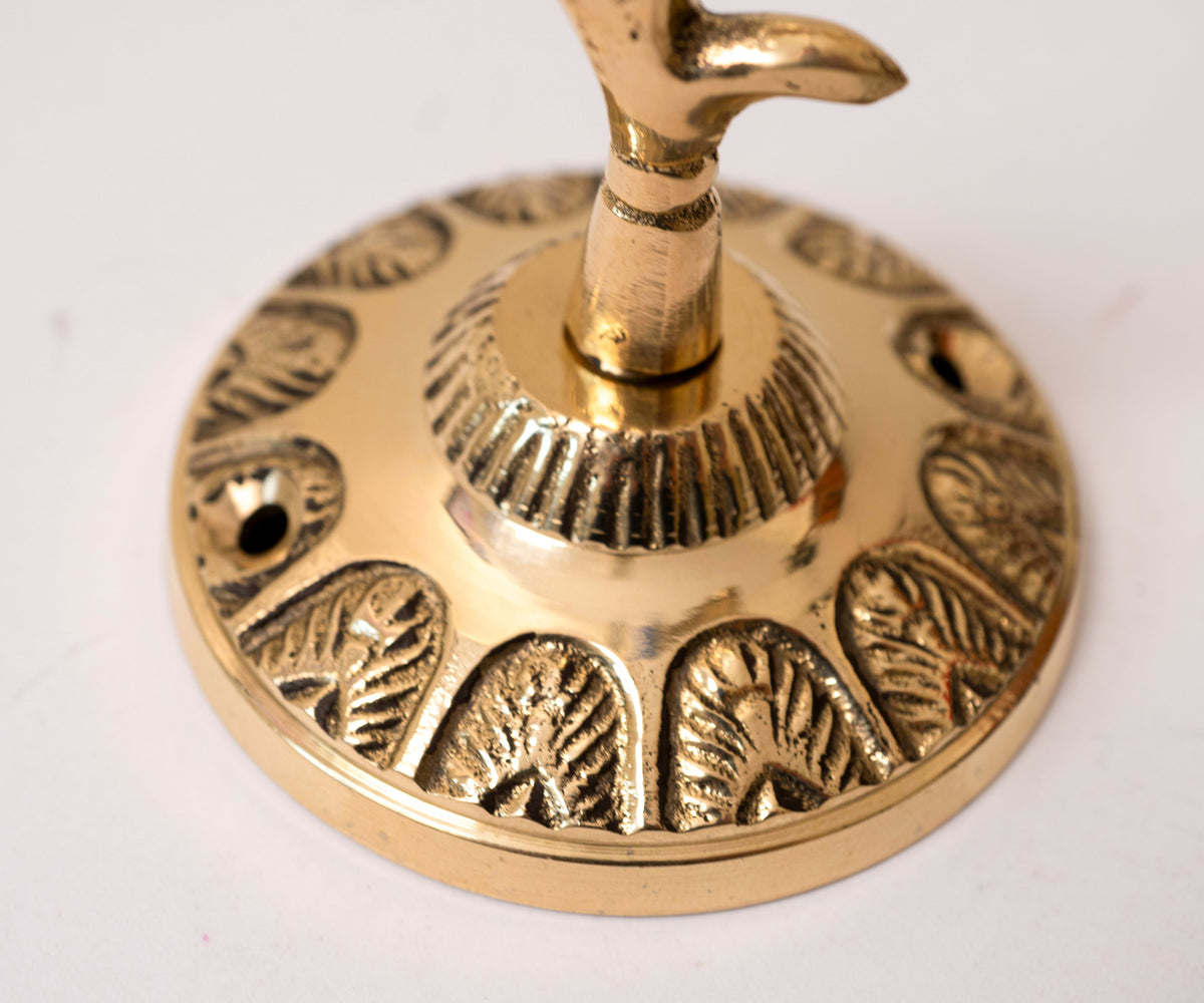 Hanging vigil lamp kandili wall bracket solid brass unpainted round rosette twisted arm hook 14cm