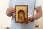 Virgin Mary Sweet Kissing Handcrafted Icon with Traditional Gold & Silver Engravings