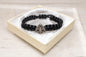 Handcrafted black macrame Byzantine double headed eagle bracelet inside a premium white gift box with satin lining