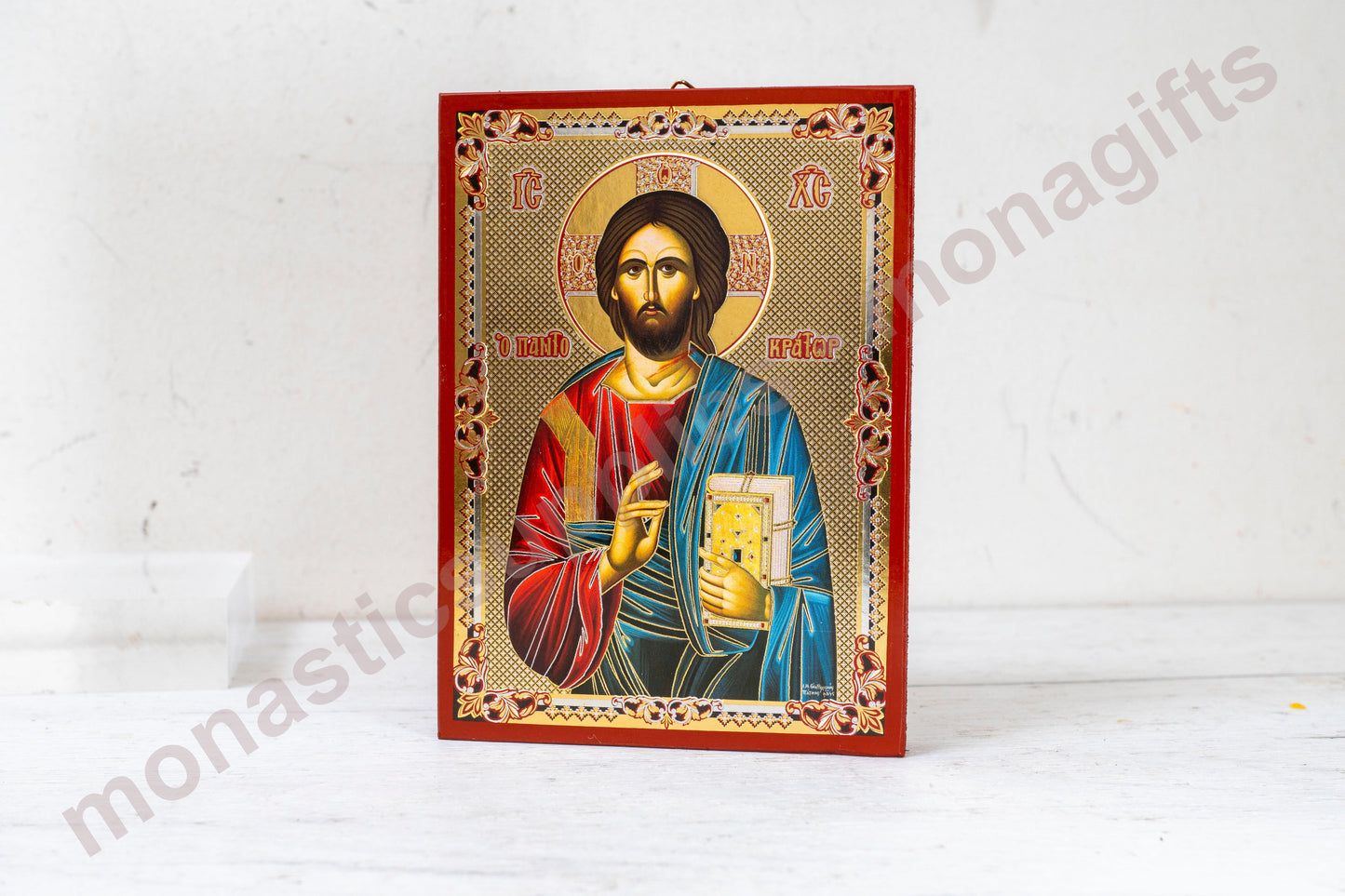 Orthodox Icon of Jesus Christ Handmade with Gold & Silver Details 10 x 14cm