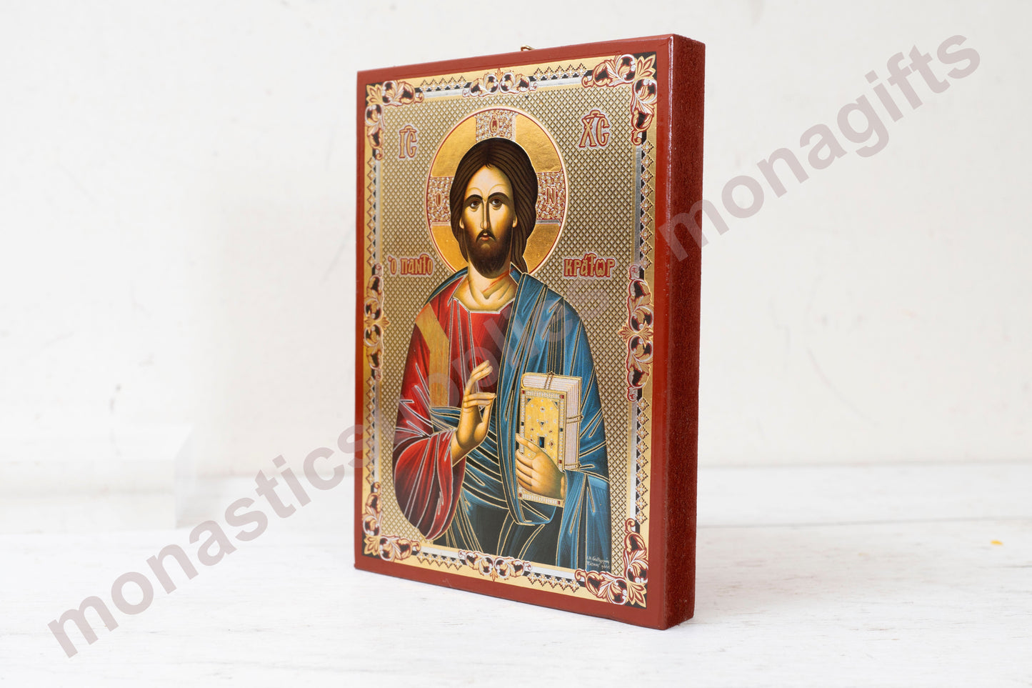 Orthodox Icon of Jesus Christ Handmade with Gold & Silver Details 10 x 14cm