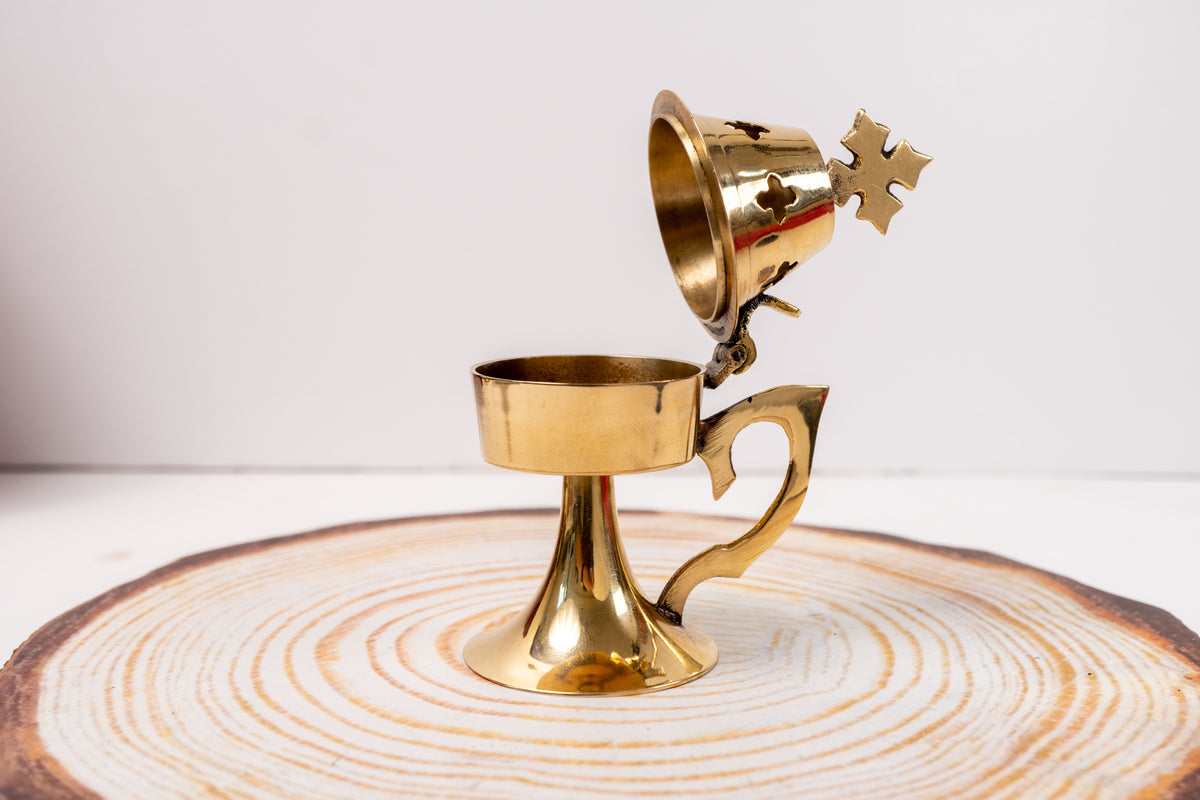 Small Polished Brass Censer Handmade Orthodox Burner 11cm 4.33 Inches