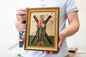 Handmade Christian Embroidered Icon of Saint Andrew in a Frame –Religious Art