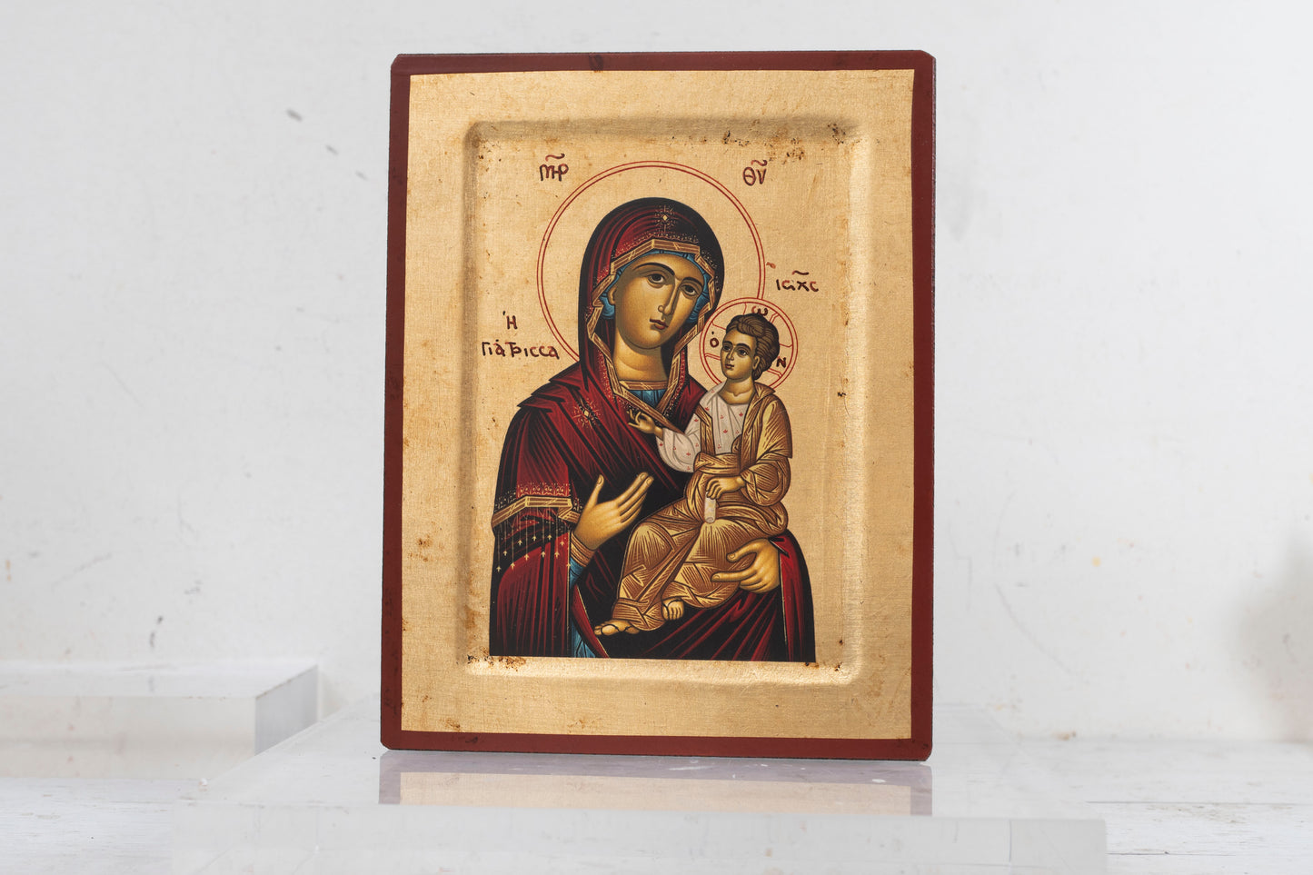 Virgin Mary the Healer  Handmade Wooden Icon in gold leaf amazing detail