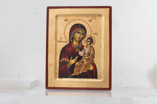 Virgin Mary the Healer  Handmade Wooden Icon in gold leaf amazing detail